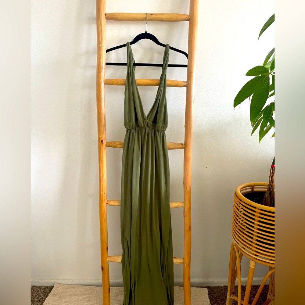 Olive green maxi dress